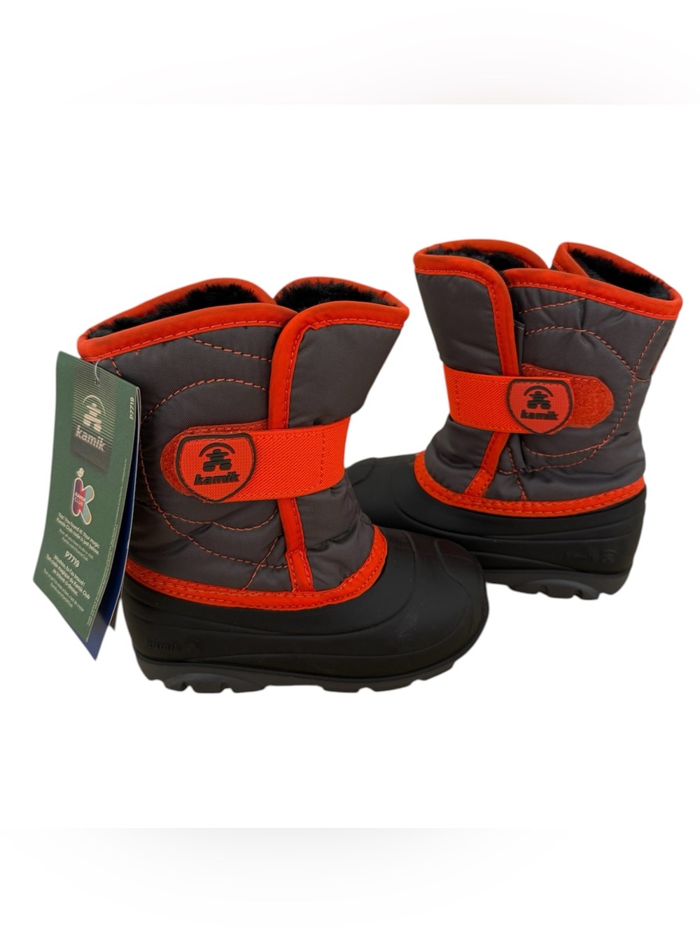 Kamik Snowbug 3 Fleece Lined Winter Snow Boots Orange Grey Toddler Size 8 NEW